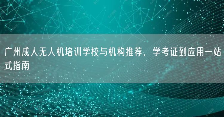 广州成人无人机培训学校与机构推荐,学考证到应用一站式指南
