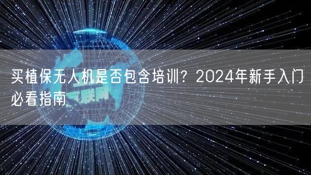 买植保无人机是否包含培训?2024年新手入门必看指南