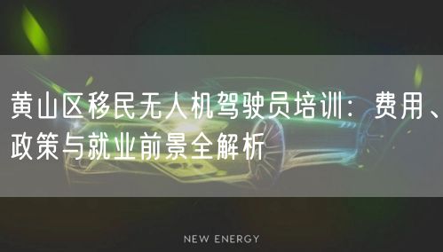 黄山区移民无人机驾驶员培训:费用、政策与就业前景全解析