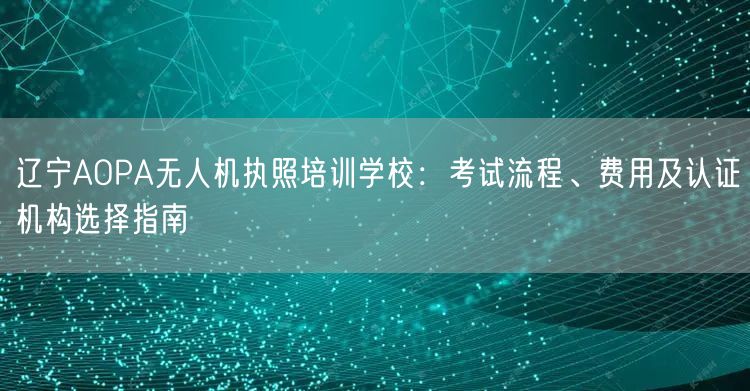 辽宁AOPA无人机执照培训学校:考试流程、费用及认证机构选择指南