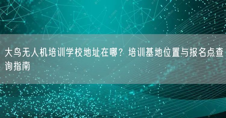 大鸟无人机培训学校地址在哪？培训基地位置与报名点查询指南