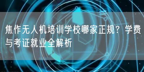焦作无人机培训学校哪家正规?学费与考证就业全解析