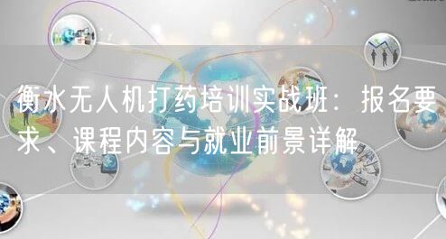 衡水无人机打药培训实战班:报名要求、课程内容与就业前景详解