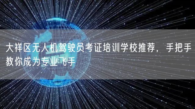 大祥区无人机驾驶员考证培训学校推荐，手把手教你成为专业飞手