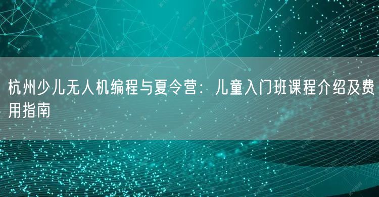 杭州少儿无人机编程与夏令营:儿童入门班课程介绍及费用指南