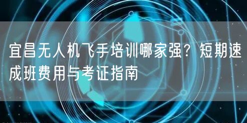 宜昌无人机飞手培训哪家强？短期速成班费用与考证指南
