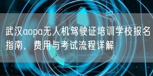 武汉aopa无人机驾驶证培训学校报名指南，费用与考试流程详解