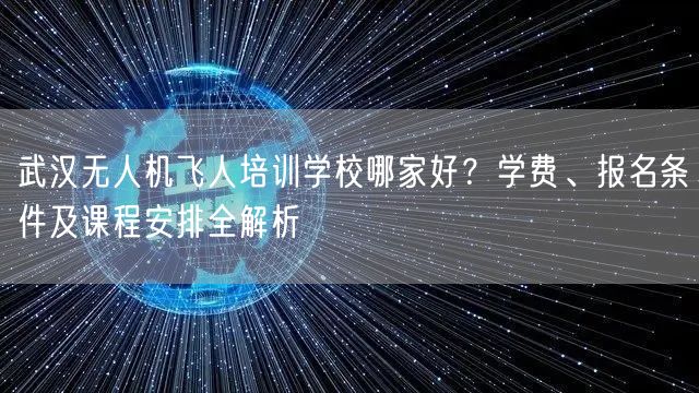 武汉无人机飞人培训学校哪家好？学费、报名条件及课程安排全解析