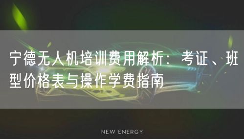 宁德无人机培训费用解析:考证、班型价格表与操作学费指南