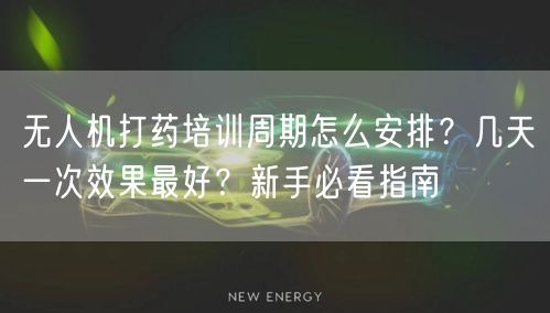 无人机打药培训周期怎么安排?几天一次效果最好?新手必看指南