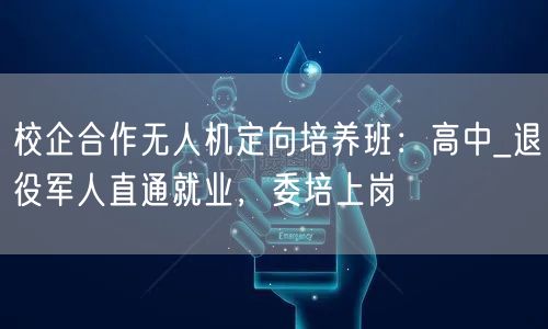 校企合作无人机定向培养班:高中_退役军人直通就业,委培上岗