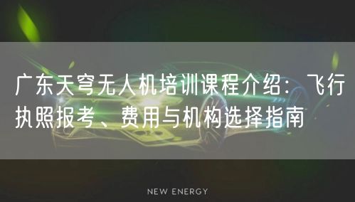 广东天穹无人机培训课程介绍:飞行执照报考、费用与机构选择指南