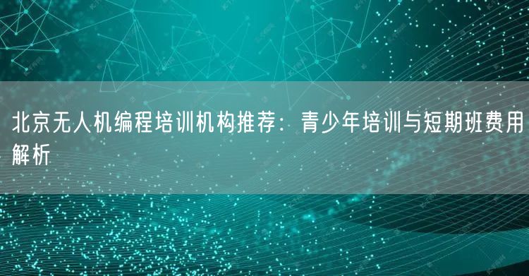 北京无人机编程培训机构推荐:青少年培训与短期班费用解析