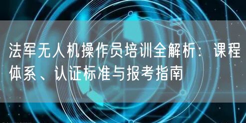 法军无人机操作员培训全解析：课程体系、认证标准与报考指南