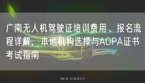 广南无人机驾驶证培训费用、报名流程详解,本地机构选择与AOPA证书考试指南