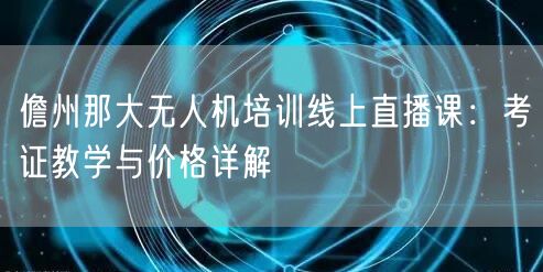 儋州那大无人机培训线上直播课：考证教学与价格详解