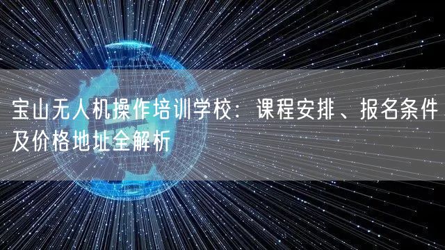 宝山无人机操作培训学校:课程安排、报名条件及价格地址全解析