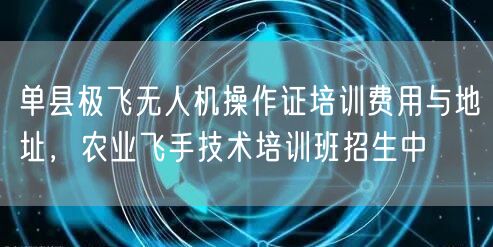 单县极飞无人机操作证培训费用与地址,农业飞手技术培训班招生中 单县极飞无人机操作证培训费用与地址,农业飞手技术培训班招生中