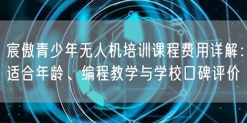宸傲青少年无人机培训课程费用详解:适合年龄、编程教学与学校口碑评价