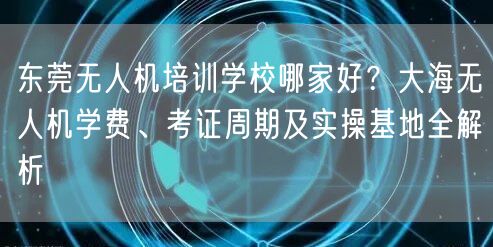 东莞无人机培训学校哪家好？大海无人机学费、考证周期及实操基地全解析