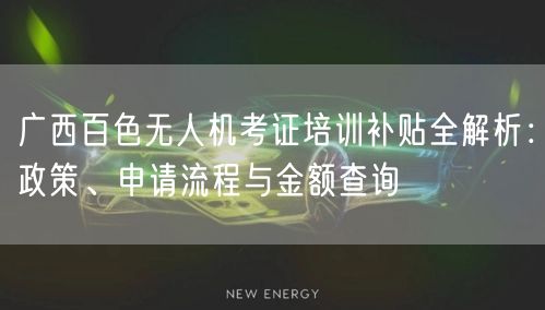 广西百色无人机考证培训补贴全解析:政策、申请流程与金额查询