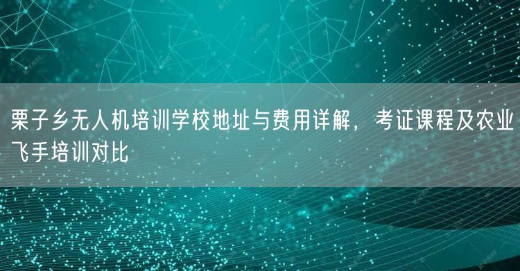 栗子乡无人机培训学校地址与费用详解，考证课程及农业飞手培训对比