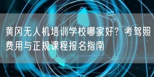 黄冈无人机培训学校哪家好？考驾照费用与正规课程报名指南