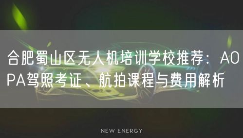 合肥蜀山区无人机培训学校推荐：AOPA驾照考证、航拍课程与费用解析