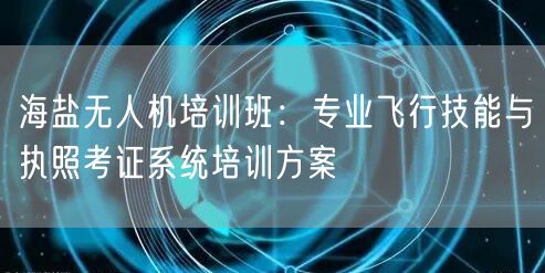 海盐无人机培训班:专业飞行技能与执照考证系统培训方案 海盐无人机培训班:专业飞行技能与执照考证系统培训方案