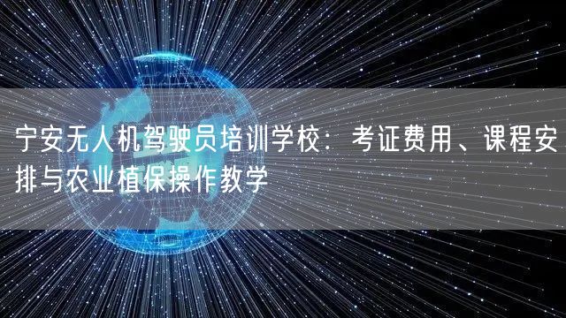 宁安无人机驾驶员培训学校：考证费用、课程安排与农业植保操作教学