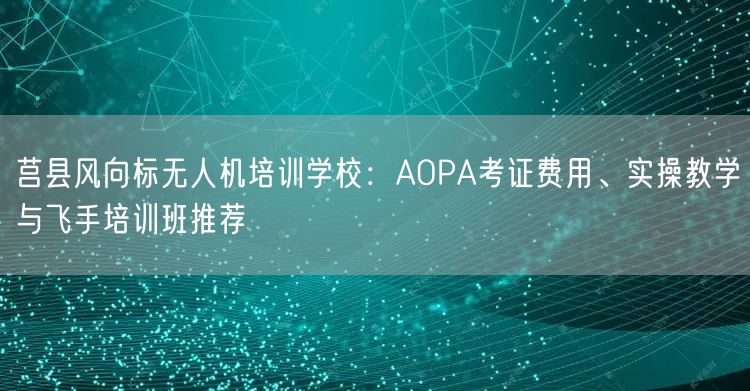 莒县风向标无人机培训学校:AOPA考证费用、实操教学与飞手培训班推荐