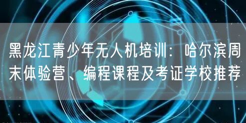黑龙江青少年无人机培训:哈尔滨周末体验营、编程课程及考证学校推荐