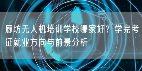 廊坊无人机培训学校哪家好？学完考证就业方向与前景分析