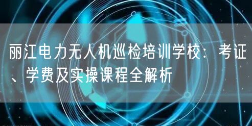 丽江电力无人机巡检培训学校：考证、学费及实操课程全解析