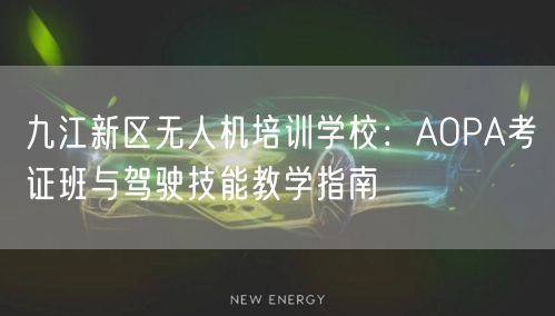 九江新区无人机培训学校:AOPA考证班与驾驶技能教学指南