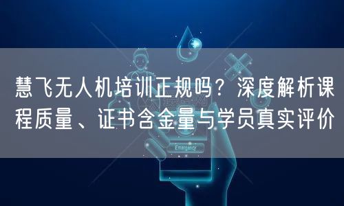 慧飞无人机培训正规吗?深度解析课程质量、证书含金量与学员真实评价