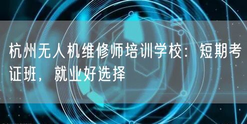 杭州无人机维修师培训学校:短期考证班,就业好选择